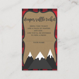 Buffalo Plaid Lumberjack Baby Shower Diaper Raffle Enclosure Card