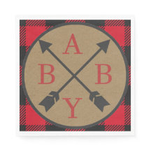 Buffalo Plaid Lumberjack Baby Shower Napkin