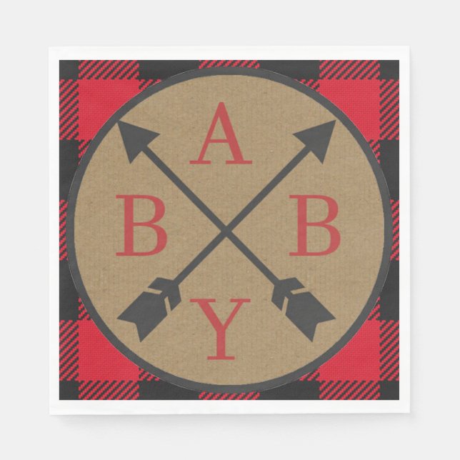 Buffalo Plaid Lumberjack Baby Shower Napkin (Front)