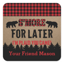 Buffalo Plaid Lumberjack S'more Favour Sticker
