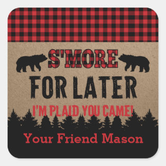 Buffalo Plaid Lumberjack S'more Favour Sticker