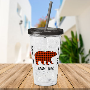 Buffalo Plaid Mama Bear Acrylic Tumbler