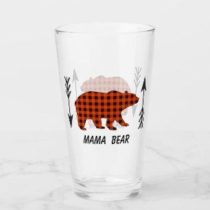 Buffalo Plaid Mama Bear Glass