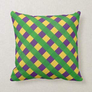 Buffalo Plaid Mardi Gras Style Cushion