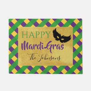 Buffalo Plaid Mardi Gras Style Doormat