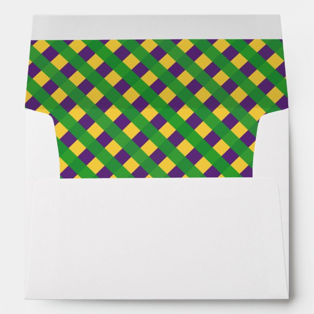 Buffalo Plaid Mardi Gras Style White Envelope (Back (Bottom))