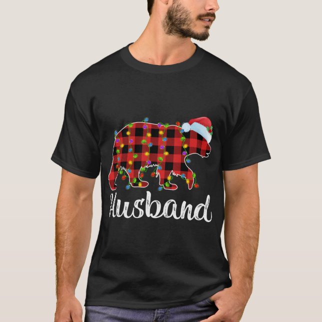 Buffalo Plaid Matching Family Christmas Husband Be T-Shirt (Front)