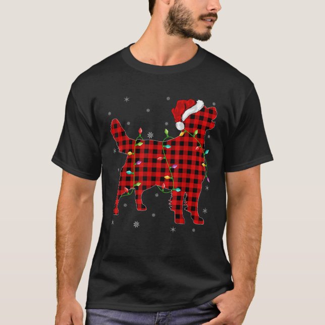 Buffalo Plaid Matching Golden Retriever Christmas  T-Shirt (Front)