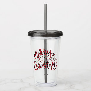 Buffalo Plaid Merry Christmas Acrylic Tumbler