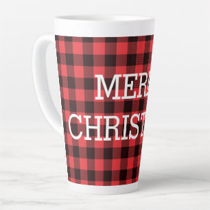Buffalo Plaid Merry Christmas Custom Latte Mug