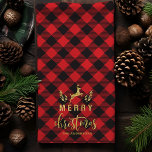 Buffalo Plaid Merry Christmas Monogram Christmas Tea Towel<br><div class="desc">Buffalo Plaid Merry Christmas Monogram Christmas decor hand towel</div>