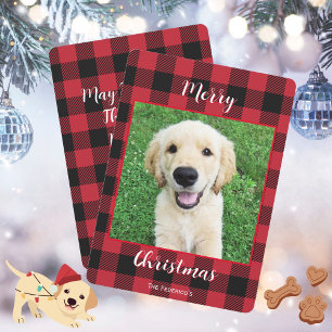 Buffalo Plaid Merry Christmas One Photo Holiday Card