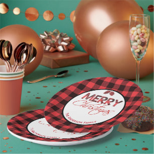 Buffalo Plaid   Merry Christmas Party Paper Plate