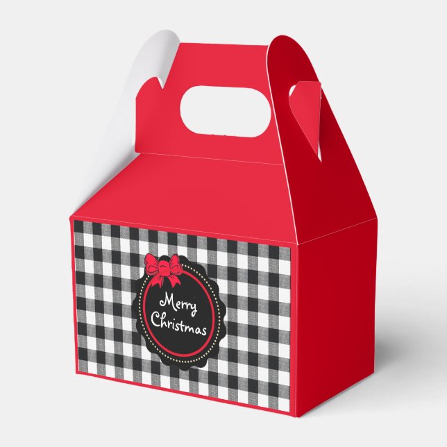 Buffalo Plaid Merry Christmas Party Supplies   Favour Box (Front Side)
