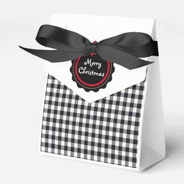 Buffalo Plaid Merry Christmas Party Supplies Favour Box (Front Side)