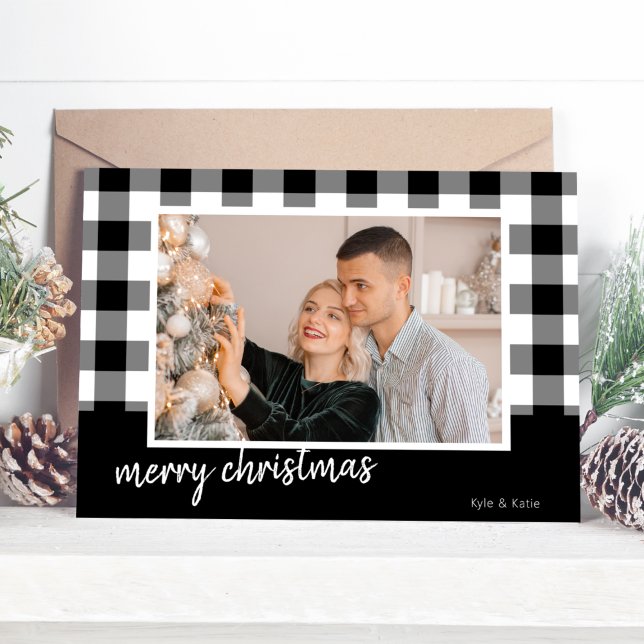 Buffalo Plaid Merry Christmas Photo Christmas Card (Buffalo Plaid Merry Christmas Photo Christmas Card)