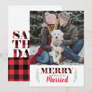 Buffalo Plaid Merry Christmas Photo Save the Date Invitation