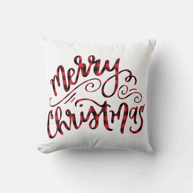 Buffalo Plaid Merry Christmas Pillow (Front)