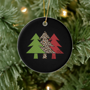 Buffalo Plaid Merry Christmas Tree Family Matching Ceramic Tree Decoration