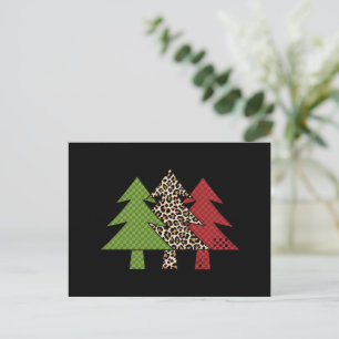 Buffalo Plaid Merry Christmas Tree Family Matching Holiday Postcard