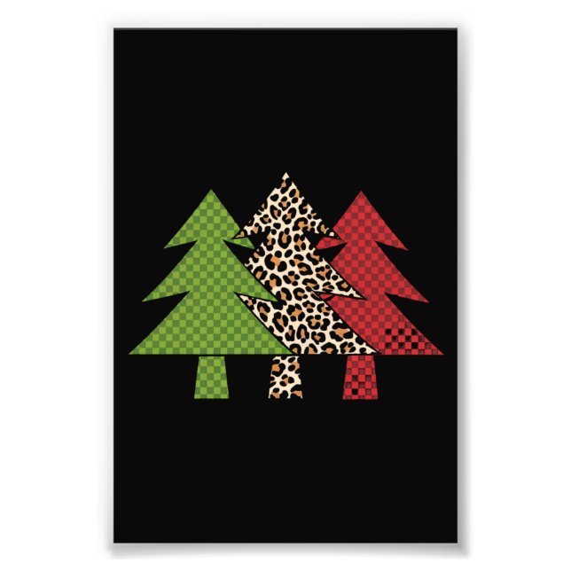 Buffalo Plaid Merry Christmas Tree Family Matching Photo Print (Front)