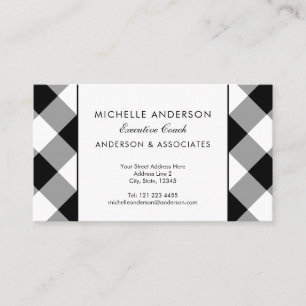 Buffalo Plaid Modern Corporate Black and White Business Card