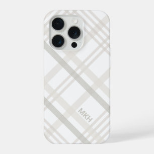 Buffalo Plaid Modern Minimalist Monogram Initial iPhone 15 Pro Case