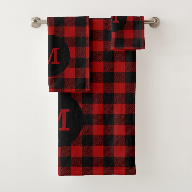 Buffalo Plaid Monogram Bath Towel Set (Insitu)