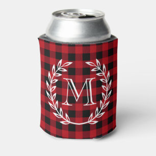 Buffalo Plaid Monogram Can Cooler