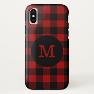 Buffalo Plaid Monogram iPhone X Case
