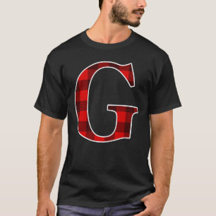 Buffalo Plaid Monogram Letter G Matching Holiday T-Shirt
