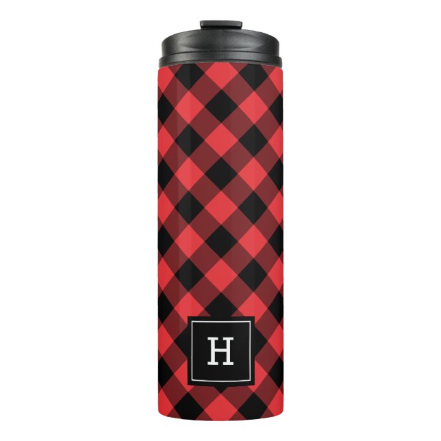 Buffalo Plaid Monogram Thermal Tumbler (Front)