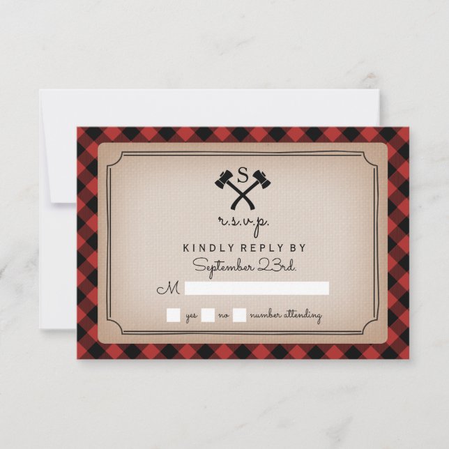 Buffalo Plaid Monogrammed Axe RSVP (Front)