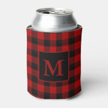 Buffalo Plaid Monogrammed Can Cooler