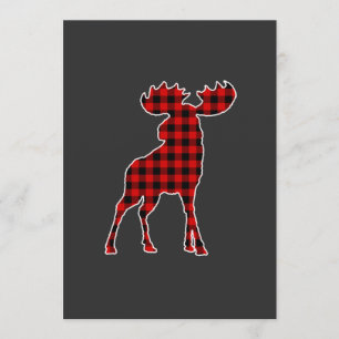 Buffalo Plaid Moose Christmas Gift Invitation