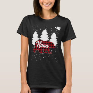 Buffalo Plaid Nana Bear Christmas Tree Pajama Fami T-Shirt