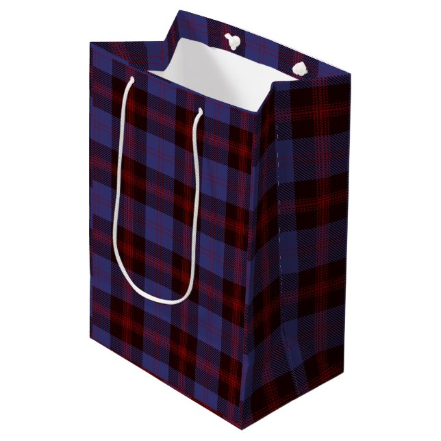 Buffalo plaid navy blue red  medium gift bag (Front Angled)