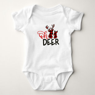 Buffalo Plaid Oh Deer T-Shirt Baby Bodysuit