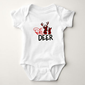 Buffalo Plaid Oh Deer T-Shirt Baby Bodysuit