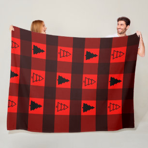 Buffalo Plaid Ornament ChristmasTrees Fleece Blanket