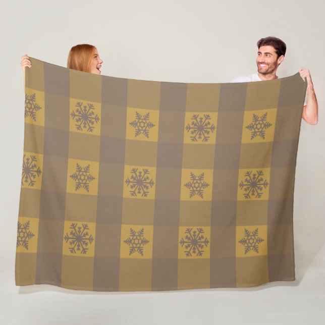Buffalo Plaid Ornament Snowflakes Fleece Blanket (In Situ)