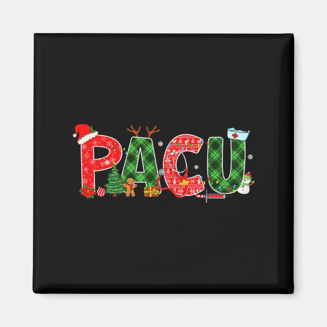 Buffalo Plaid Pacu Nurse Christmas Tree Santa Xmas Magnet (Front)