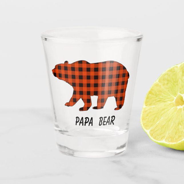 Buffalo Plaid Papa Bear Shot Glass (Front)