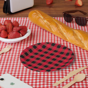 Buffalo plaid paper plate