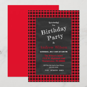 Buffalo plaid party invitation