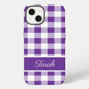 Buffalo Plaid Pattern Purple White Personalise iPhone 13 Case