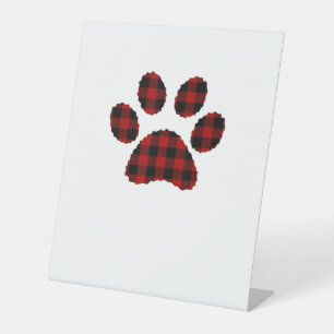 Buffalo Plaid Paw print Dog or Cat Lovers Christma Pedestal Sign