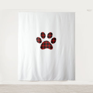 Buffalo Plaid Paw print Dog or Cat Lovers Christma Tapestry