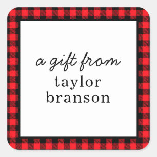 Buffalo Plaid Personalised Gift Stickers