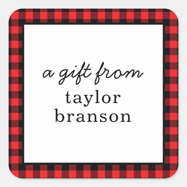 Buffalo Plaid Personalised Gift Stickers (Front)